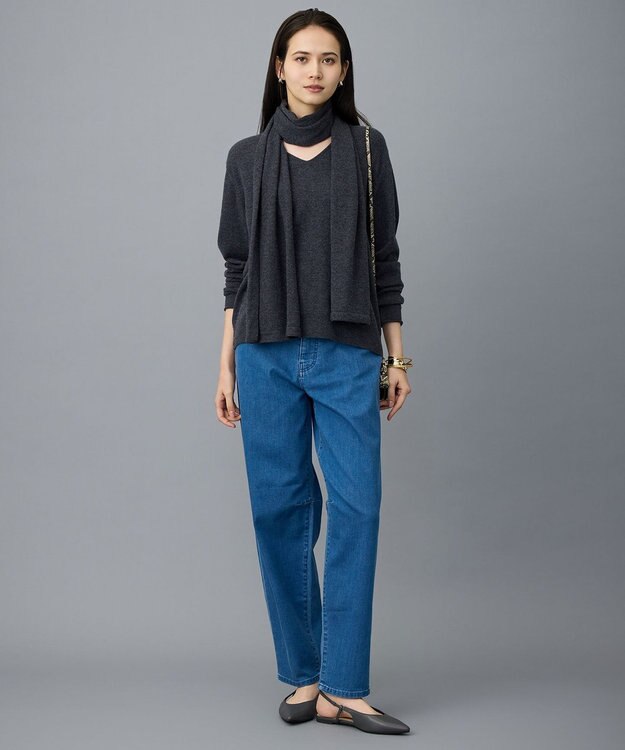 自由区 L 【19号サイズまで展開】ウスカルデニムダーツカーブ パンツ [新色]ミッドインディゴ