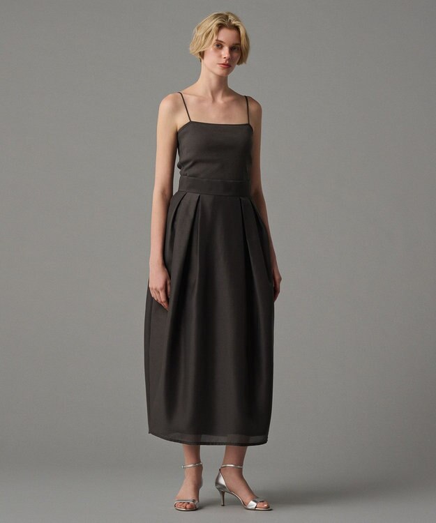 uncrave 【手洗い可】シャイニー シアー コクーンスカート（uncrave STANDARD） チャコールブラウン