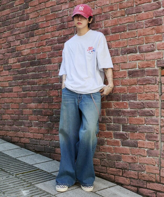 WEGO 【SMLサイズ展開】別注BENDAVISグラフィックT（SS） アッシュグレー