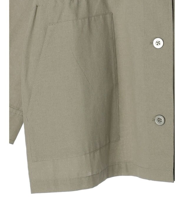 Green Parks 綿麻混ノーカラーブルゾン Light Khaki