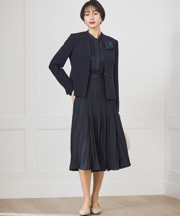 23区 パールトリミング コサージュ ネイビー系