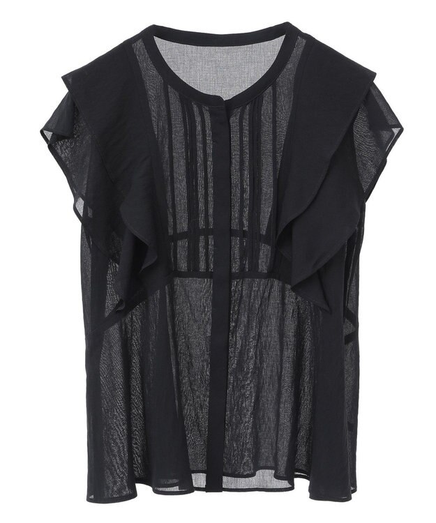YECCA VECCA シアーラッフルブラウス Black