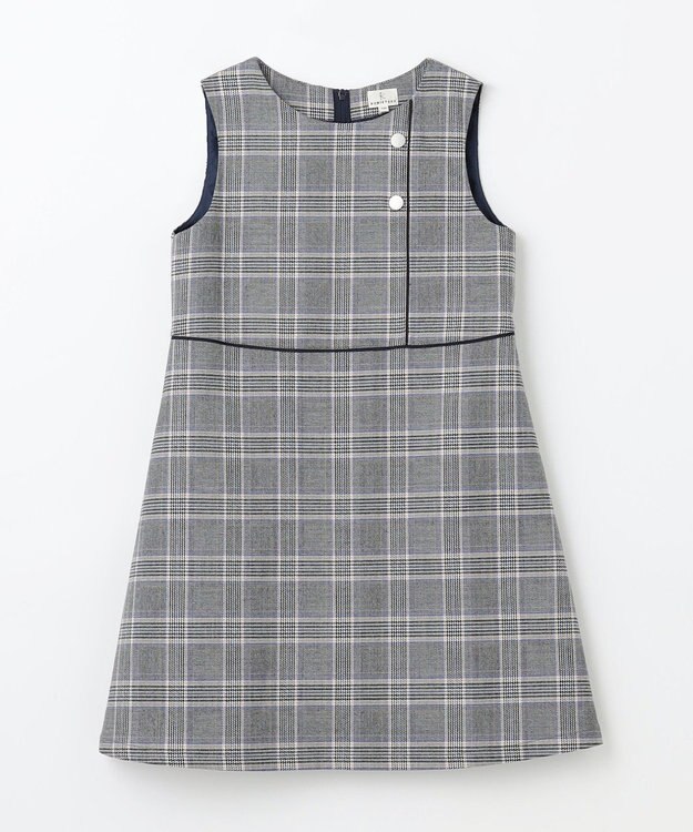 組曲 KIDS 【150-160cm】キチントチェック ジャンパースカート グレー系3