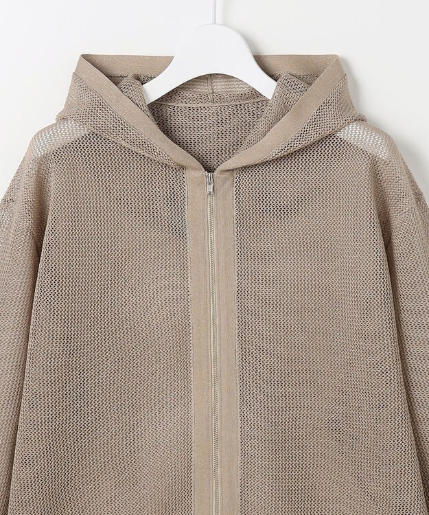 自由区 ライトメッシュジップ パーカー ベージュ