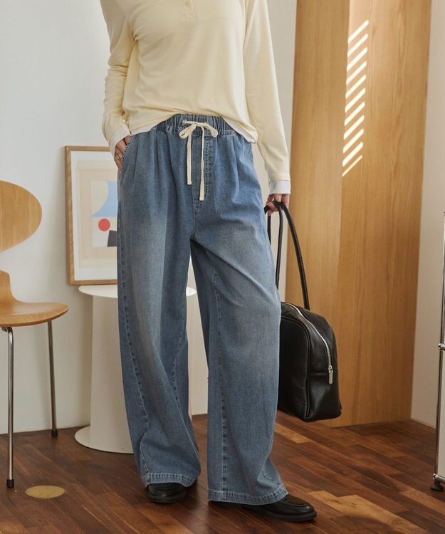 WEGO 【ANGIE VINTAGE】デニムイージーパンツ ブルー