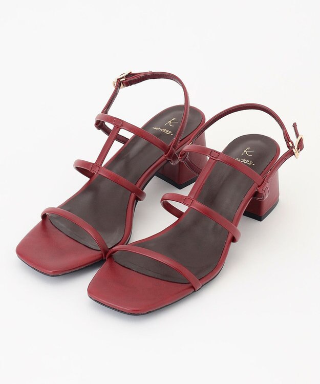 組曲 ナローストラップサンダル バーガンディ系