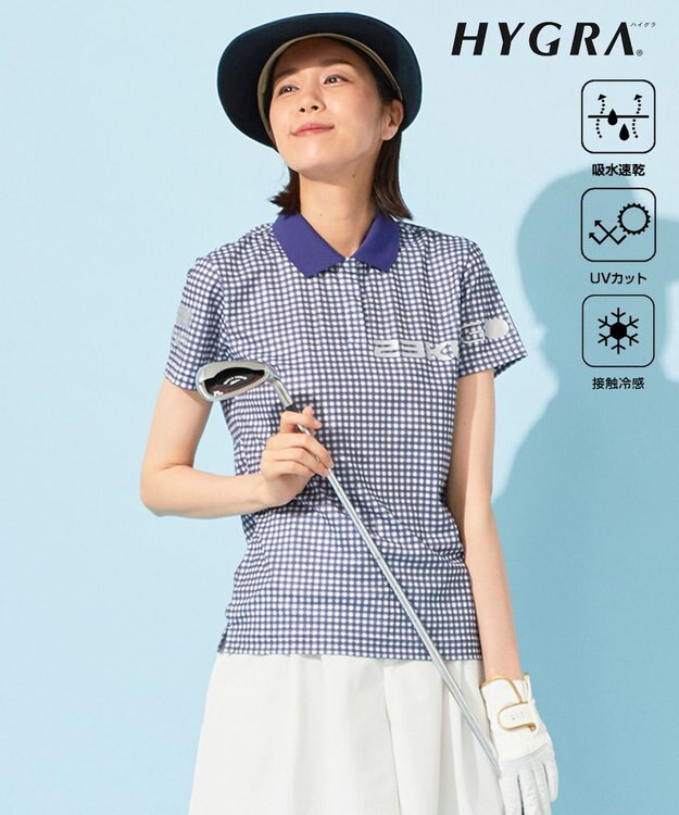 23区GOLF 【WOMEN】【接触冷感・UVケア・吸水速乾】ギンガムチェック柄 ポロシャツ
