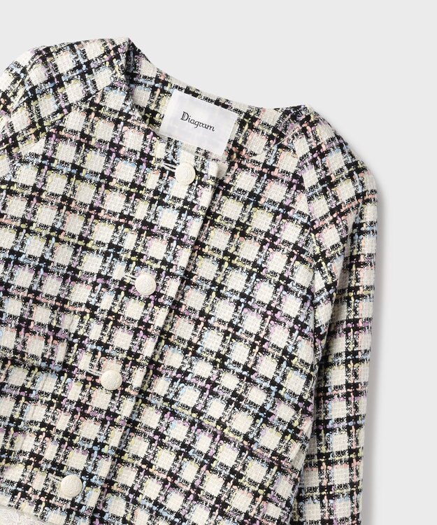 GRACE CONTINENTAL レースヘムツイードジャケット ブラック