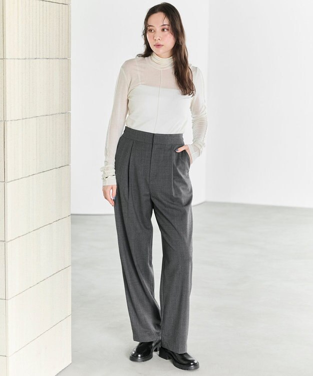 #Newans 【ANSWER for ファッショニスタ 】ウエスト調整可ワイドパンツ チャコールグレー系