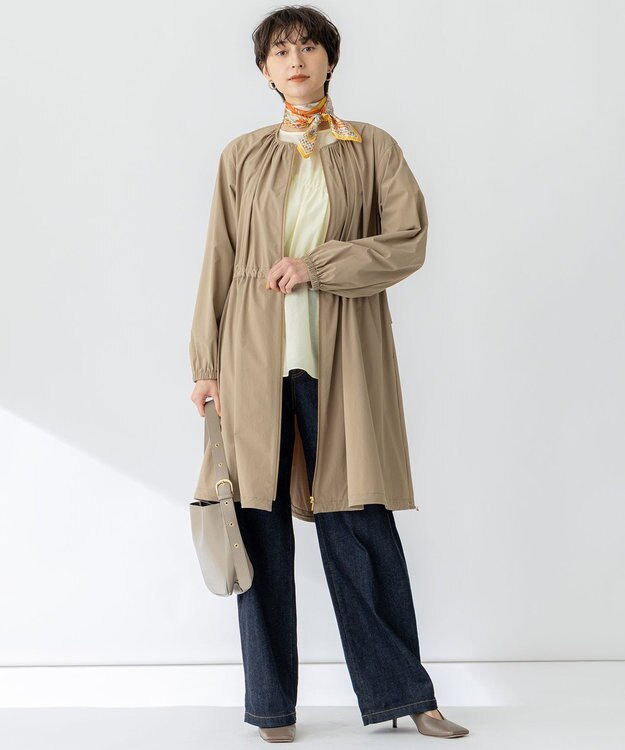 23区 L 【撥水加工】ナイロン2WAYストレッチ ロングアウター ブラウン系