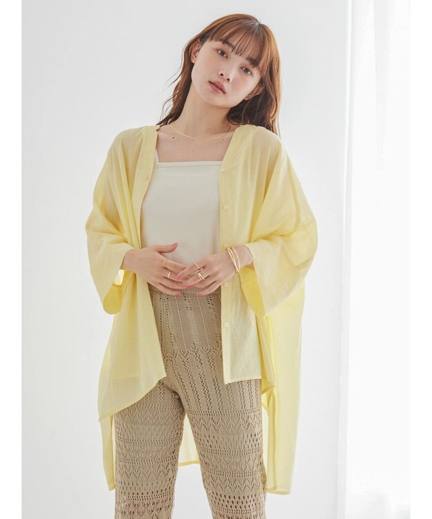 AMERICAN HOLIC バックギャザーＶネックシアーシャツ Light Yellow