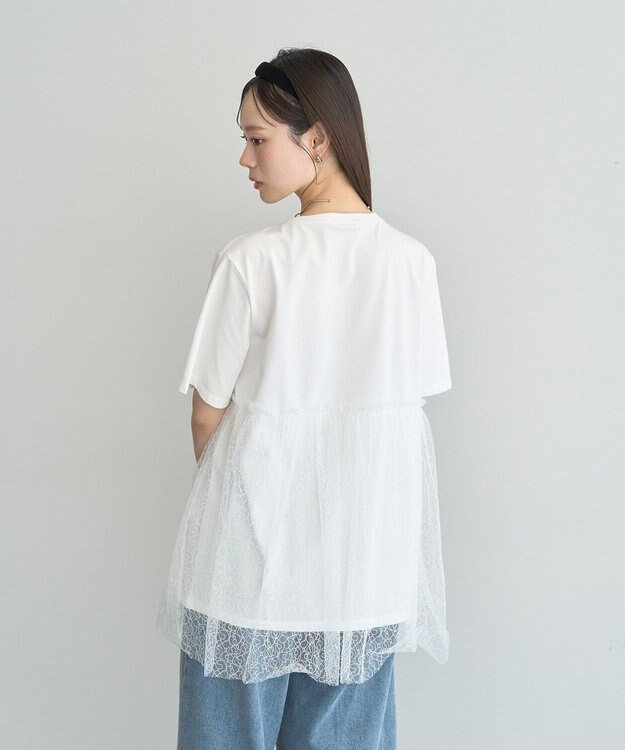 earth music&ecology ニュアンス柄レースドッキングプルオーバー Ivory