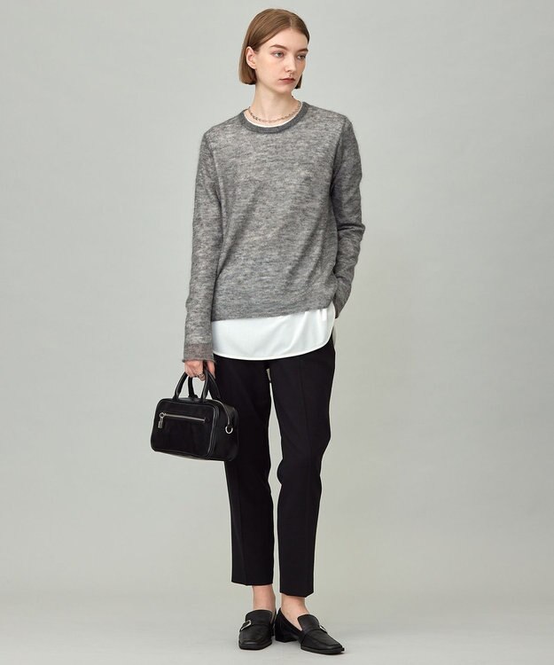 ICB L 【洗える】 シルキーシアーモヘヤ ニットプルオーバー グレー系