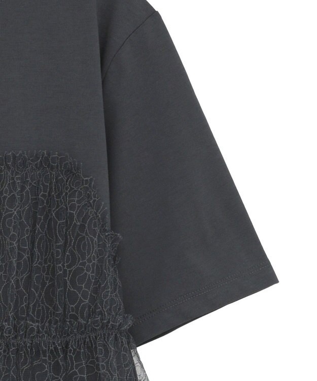 earth music&ecology ニュアンス柄レースドッキングプルオーバー Charcoal Gray