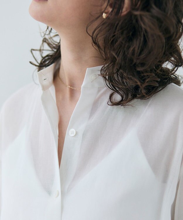 BEIGE， 【洗える】PLUMERIA / コットンシアーバックボウタイブラウス White