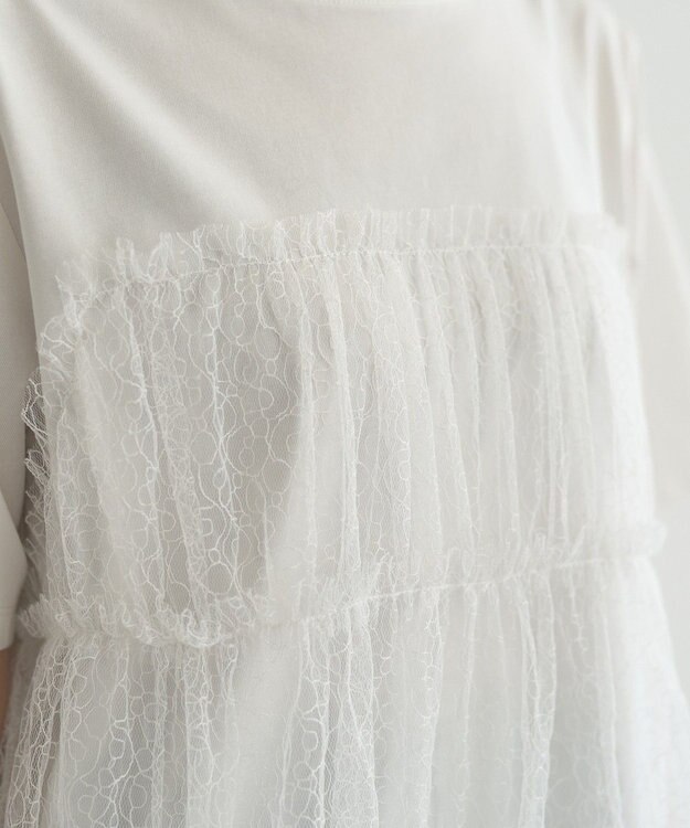 earth music&ecology ニュアンス柄レースドッキングプルオーバー Ivory