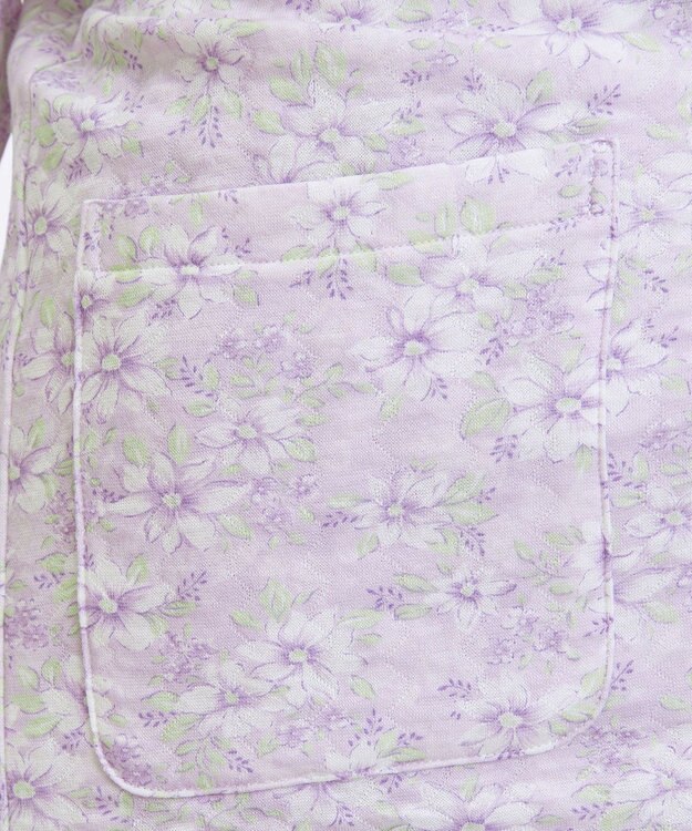 Wing 【数量限定　特別価格】 パジャマ 長袖 長ズボン 綿混(本体) キルトニット素材 保温性 あたたかい 前開きタイプ 丸首 花柄 レディース EP6914 ウイング／ワコール パープル