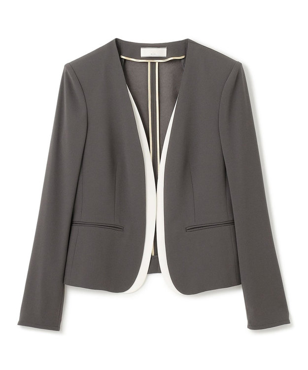 BEIGE, 【洗える・VERY NaVY 11月号掲載】CINDY / ダブルカラージャケット C.Gray x White