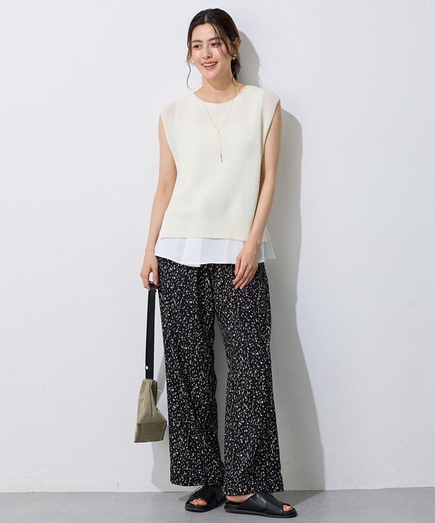 ANY L 【洗濯機可】タックヘムコンビインナー オフ/デシン