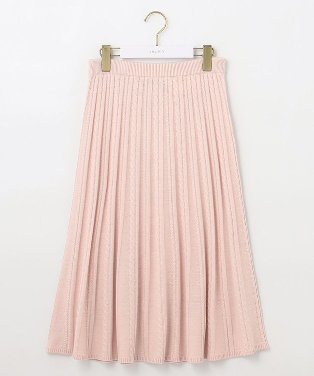 ANY SIS L 【セットアップ対応】スフレケーブルニット スカート ピンク
