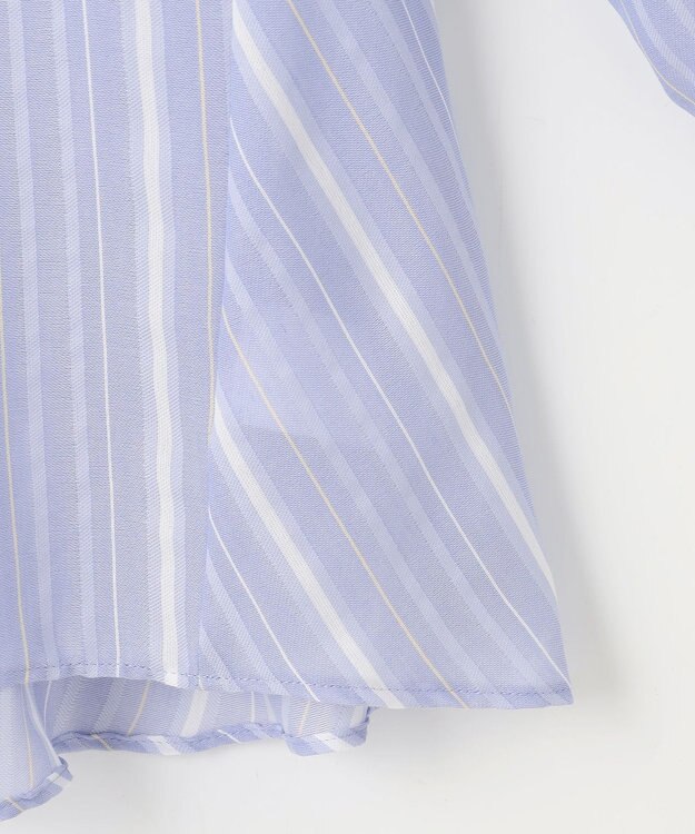 J.PRESS LADIES L 【洗える】SHEERストライプ ペプラム シャツ ブラウス サックスストライプ系
