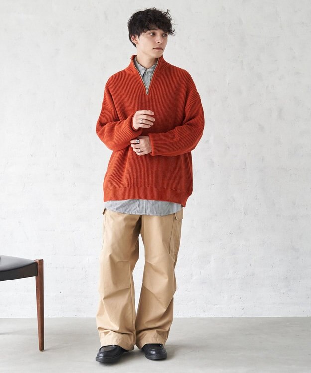 WEGO オーバーフィットハーフジッププルオーバー オレンジ