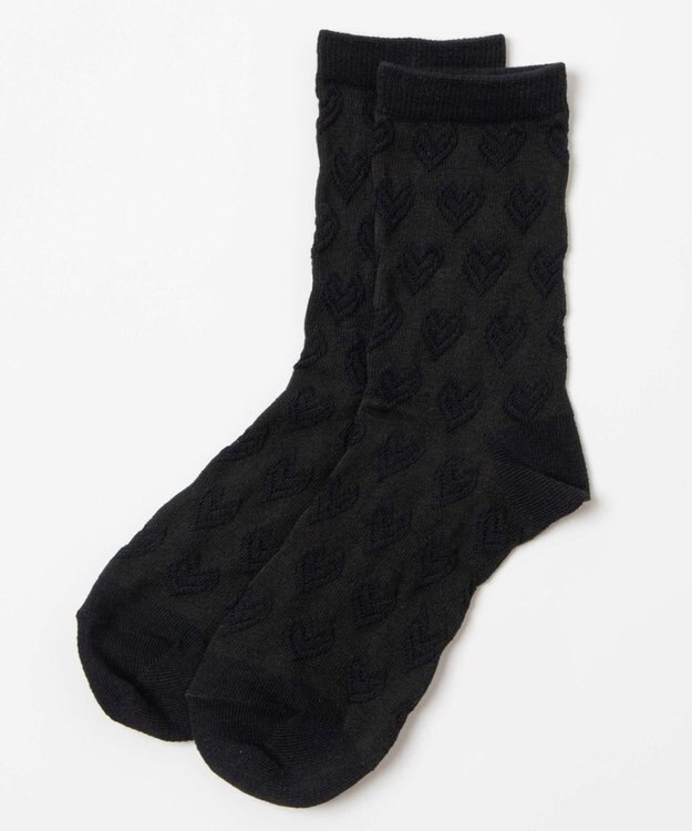 WEGO ポコポコハートクルーソックス ブラック