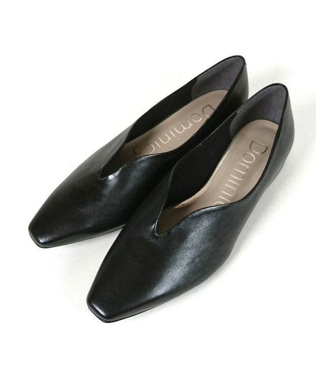 Dominic3 ヒールキャップ Vカットソフトパンプス ブラック