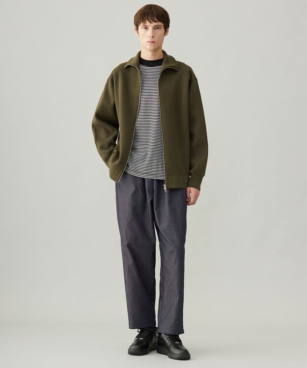 UNFILO MENS 【男女兼用/新色追加】スウェットライク ジップ タートルネックニット [24年秋冬商品] カーキ