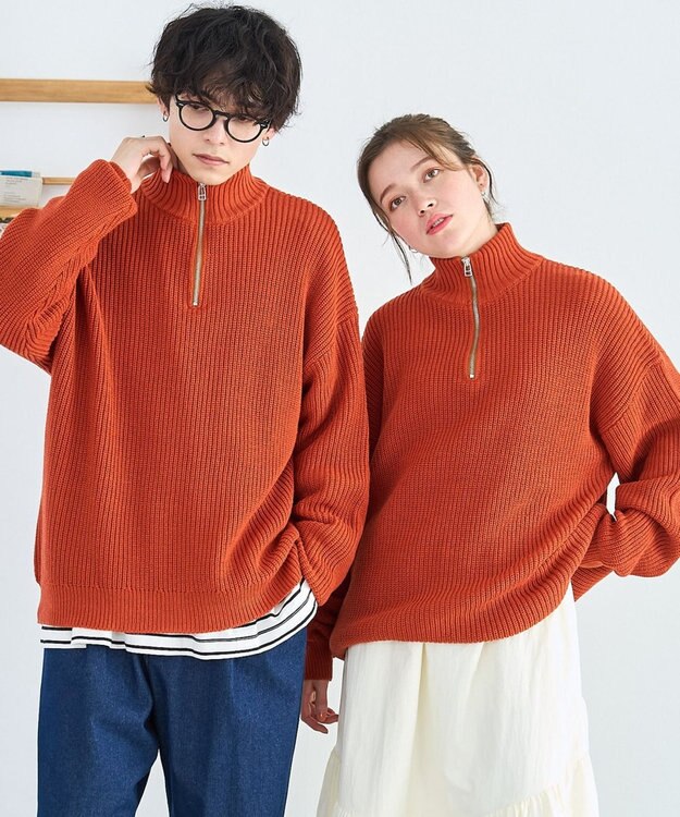 WEGO オーバーフィットハーフジッププルオーバー オレンジ