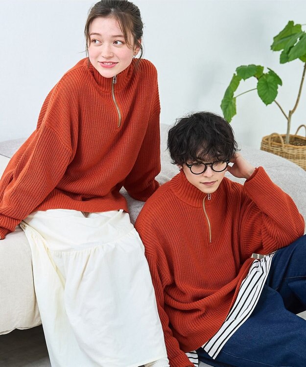 WEGO オーバーフィットハーフジッププルオーバー オレンジ