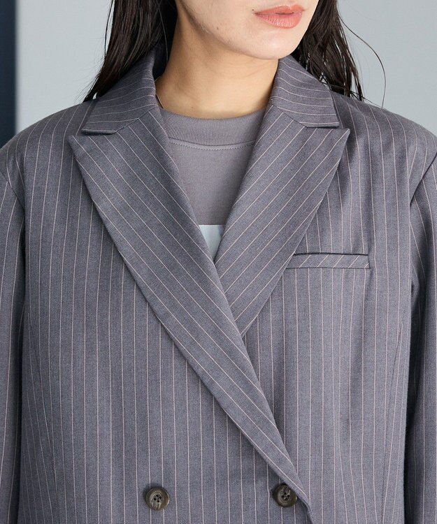 CRAFT STANDARD BOUTIQUE ストライプダブルジャケット Stripe Gray