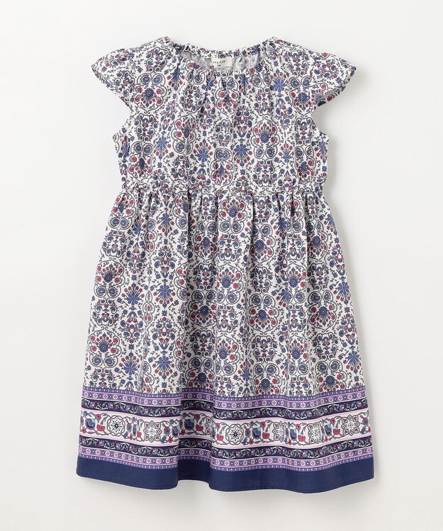 ANY KIDS 【WEB限定柄有】総柄 サマー ワンピース ネイビー系モロッカン