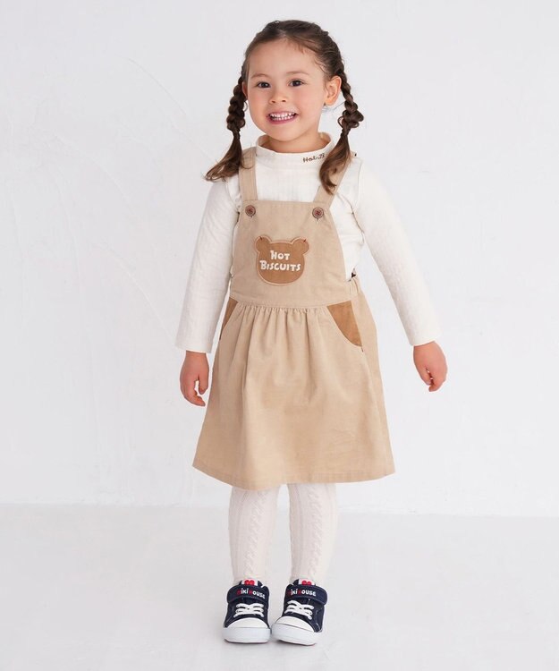 MIKI HOUSE HOT BISCUITS 【70-110cm】 コーデュロイ　ジャンパースカート ベージュ