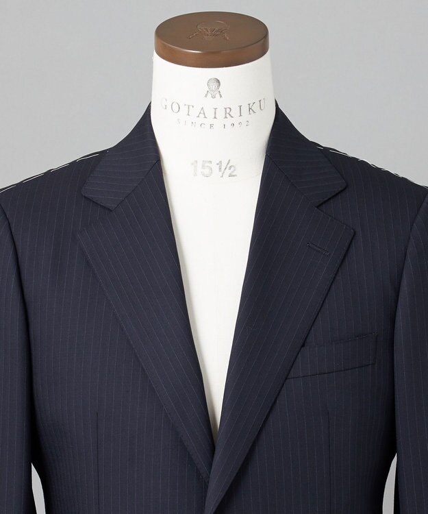 GOTAIRIKU 横に伸びる【TasmaniaWool/タマニアウール】ストレッチ スーツ（ネイビーストライプ） ネイビー系1