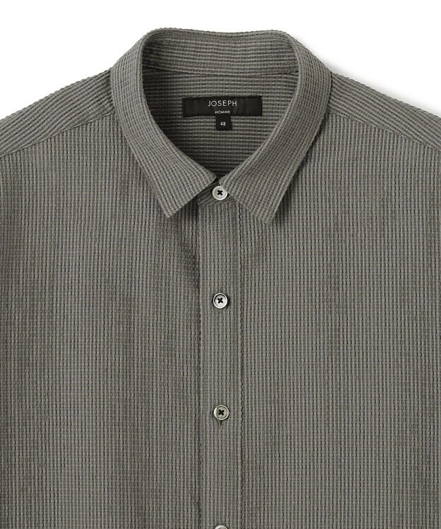 JOSEPH HOMME 新素材【通気性/ストレッチ】トリコサッカーストレッチ 　レギュラーカラー半袖シャツ グレー系