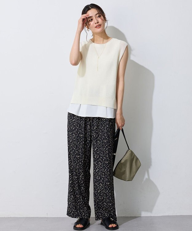 ANY L 【洗濯機可】タックヘムコンビインナー オフ/デシン