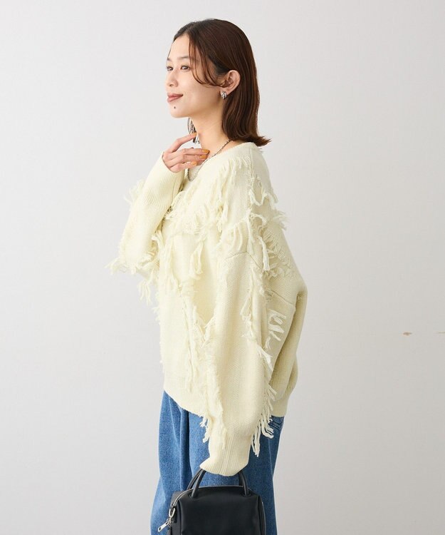 Green Parks フリンジニットプルオーバー Ivory