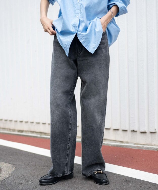 WEGO 【ユニセックス着用ITEM/SMLサイズ展開】デニムストレートパンツ グレー