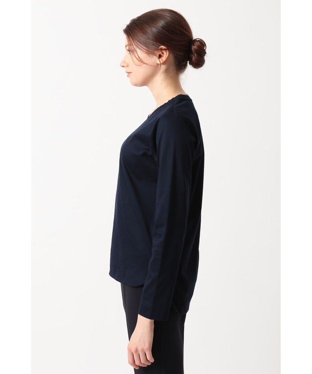 DAKS ミニハウスチェック襟 ダブルカラーTシャツ ネイビー