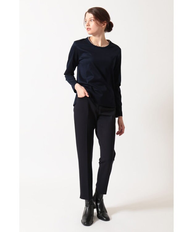 DAKS ミニハウスチェック襟 ダブルカラーTシャツ ネイビー