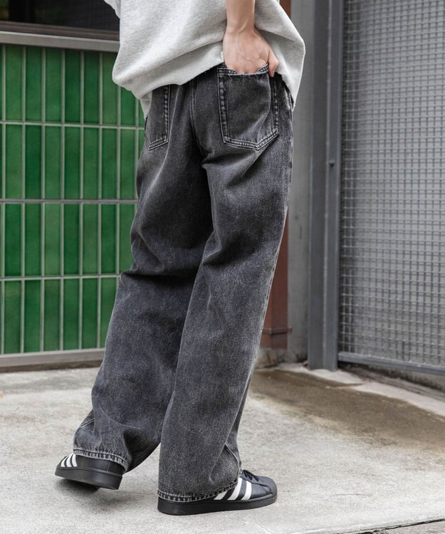 WEGO 【ユニセックス着用ITEM/SMLサイズ展開】デニムストレートパンツ グレー