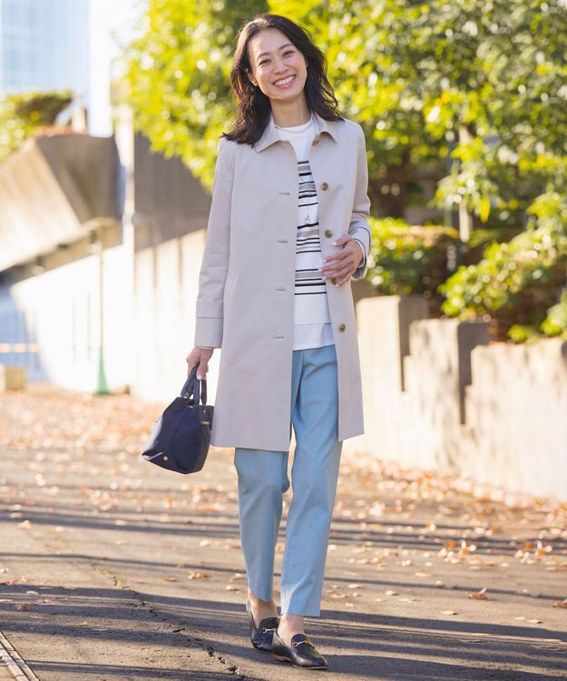 J.PRESS LADIES S 【洗える】ストレッチ テーパード パンツ スカイブルー系