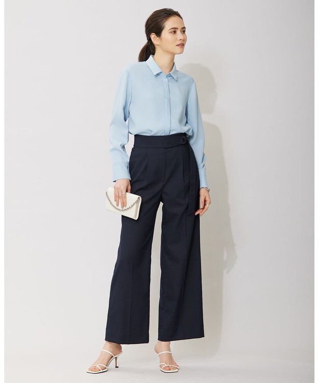 ICB 【洗える】Vi/Peブッチャー タックワイドパンツ ネイビー系