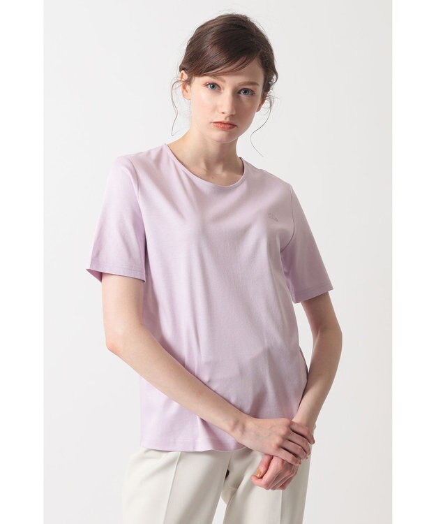 DAKS ロゴ刺繍ベーシックTシャツ ライトパープル