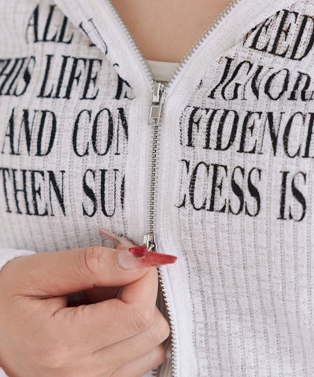 WEGO グラフィックシアーリブパーカー ホワイト