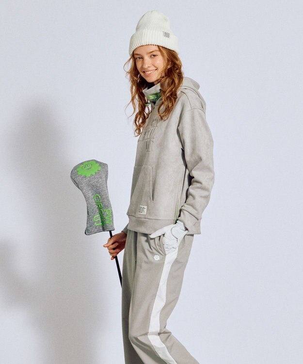 PW CIRCULUS 2025 NEW！【手洗い洗濯可】【WOMEN】スエードライク デタッチャブルフーディ ゴルフウェア レディース グレー系