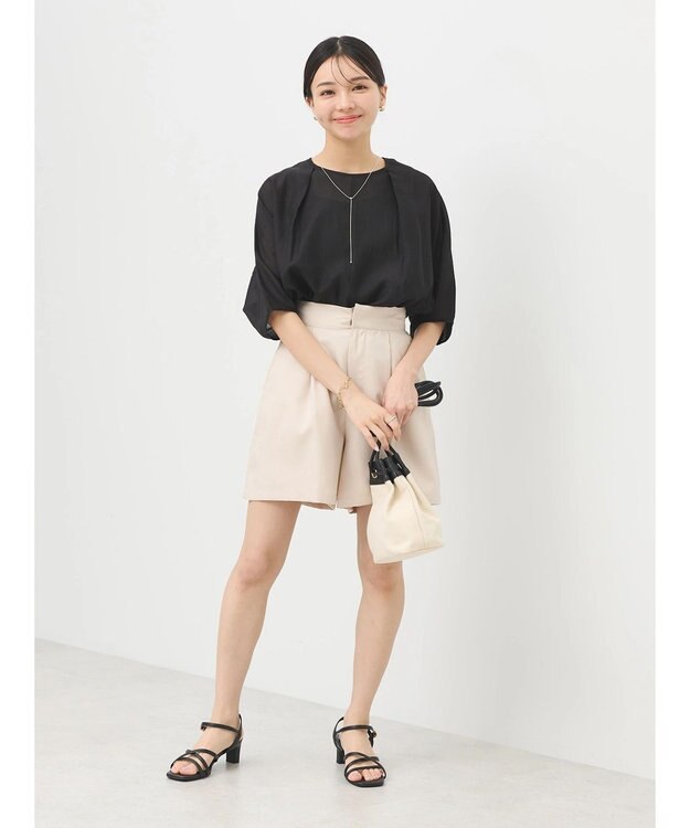 earth music&ecology バルーンスリーブブラウス Black