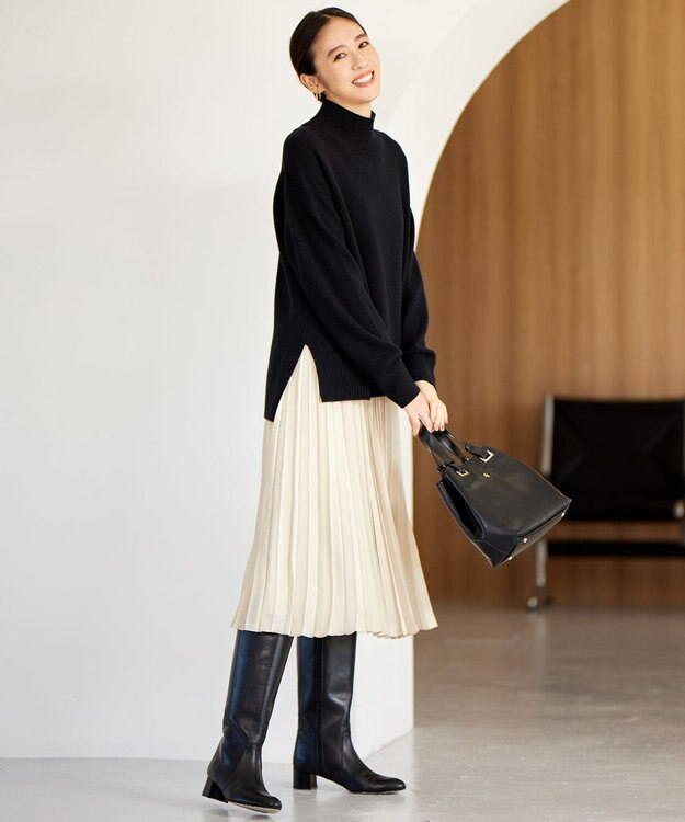 自由区 【洗える】ウールカシミヤブレンドハイネック ニット ブラック