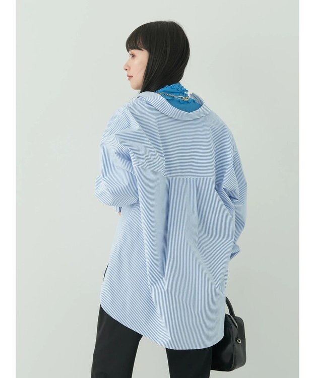 earth music&ecology ボーイズライクシャツ Stripe Sax